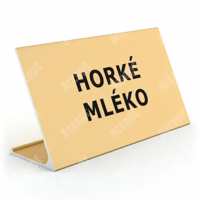zlatý stolní informační stojánek D-62 "HORKÉ MLÉKO" - D-62.ZLA.105.027