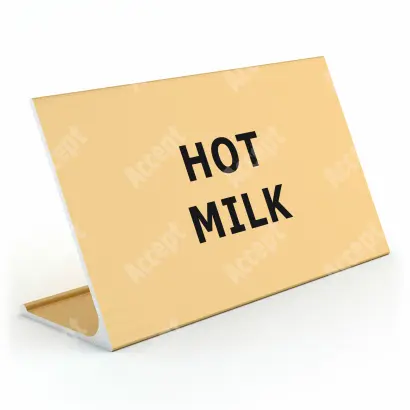 zlatý stolní informační stojánek D-62 "HOT MILK" - D-62.ZLA.105.028