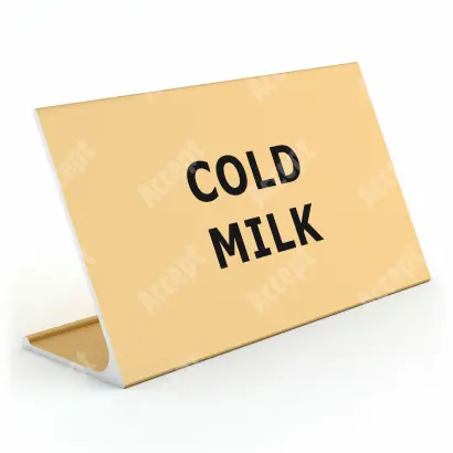 zlatý stolní informační stojánek D-62 "COLD MILK" - D-62.ZLA.105.030