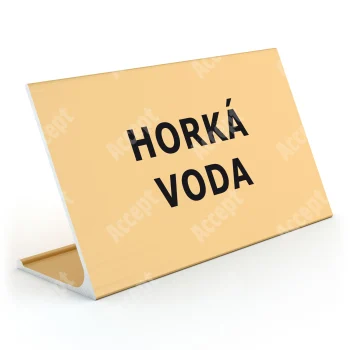 zlatý stolní informační stojánek D-62 "HORKÁ VODA" - D-62.ZLA.105.033