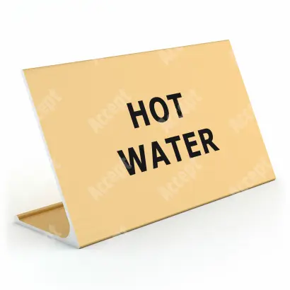 zlatý stolní informační stojánek D-62 "HOT WATER" - D-62.ZLA.105.034