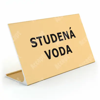 zlatý stolní informační stojánek D-62 "STUDENÁ VODA" - D-62.ZLA.105.035
