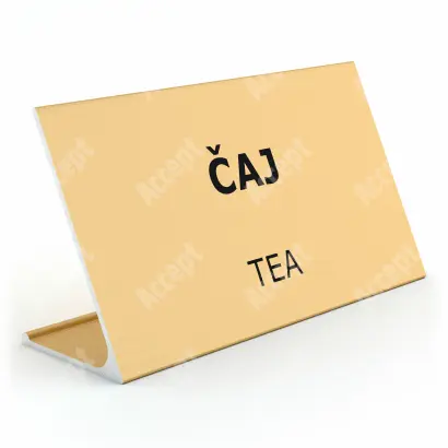 zlatý stolní informační stojánek D-62 "ČAJ, TEA" - D-62.ZLA.105.043