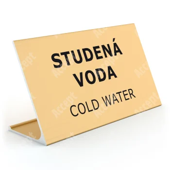 zlatý stolní informační stojánek D-62 "STUDENÁ VODA, COLD WATER" - D-62.ZLA.105.049