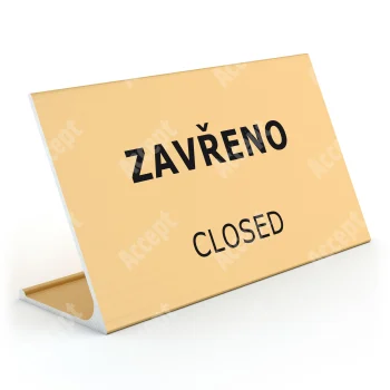 zlatý stolní informační stojánek D-62 "ZAVŘENO, CLOSED" - D-62.ZLA.105.055