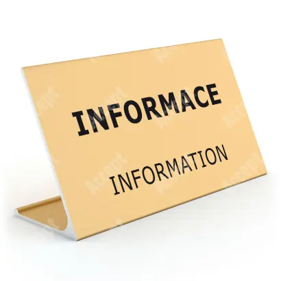 zlatý stolní informační stojánek D-62 "INFORMACE, INFORMATION" - D-62.ZLA.105.056