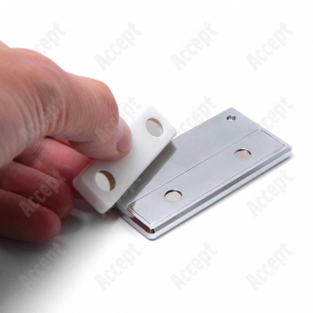 Osobní jmenovka plastová - magnetický klip (stříbrná)