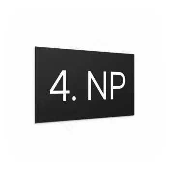 Označení podlaží "4. NP" - černá tabulka - bílý popis