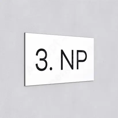 Označení podlaží "3. NP" - bílá tabulka - černý popis