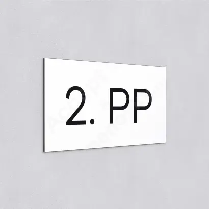 Označení podlaží "2. PP" - bílá tabulka - černý popis