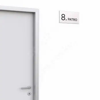 Označení podlaží "8. PATRO" - stříbrná tabulka - černý popis - náhled