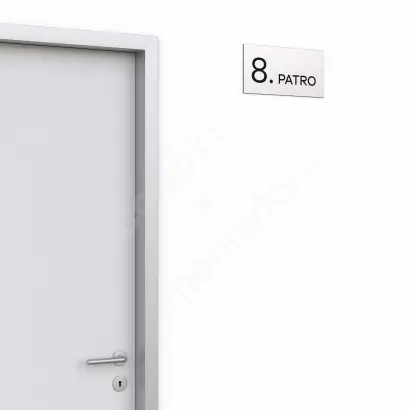 Označení podlaží "8. PATRO" - stříbrná tabulka - černý popis - náhled