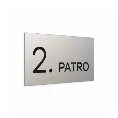 Označení podlaží "2. PATRO" - stříbrná tabulka - černý popis
