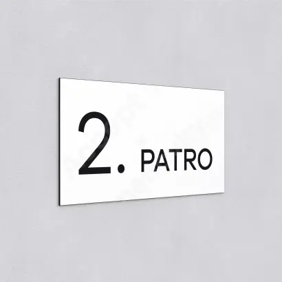 Označení podlaží "2. PATRO" - bílá tabulka - černý popis