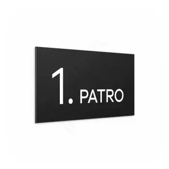Označení podlaží "1. PATRO" - černá tabulka - bílý popis
