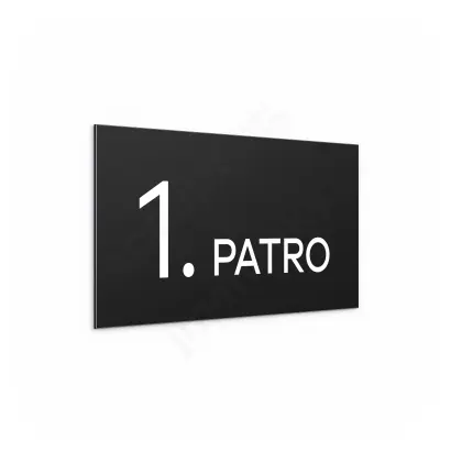 Označení podlaží "1. PATRO" - černá tabulka - bílý popis