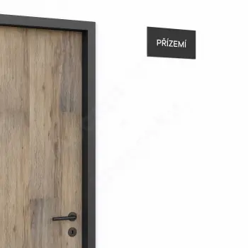 Označení podlaží "PŘÍZEMÍ" - černá tabulka - bílý popis - náhled