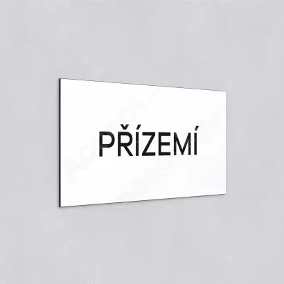 Označení podlaží "PŘÍZEMÍ" - bílá tabulka - černý popis