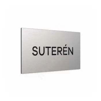 Označení podlaží "SUTERÉN" - stříbrná tabulka - černý popis