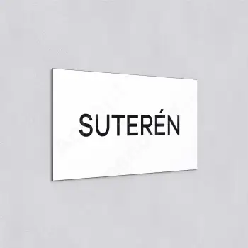Označení podlaží "SUTERÉN" - bílá tabulka - černý popis