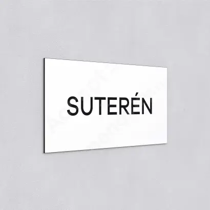 Označení podlaží "SUTERÉN" - bílá tabulka - černý popis