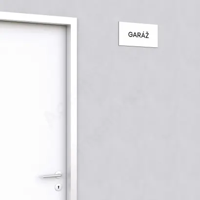 Označení podlaží "GARÁŽ" - bílá tabulka - černý popis - náhled