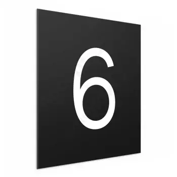 Označení podlaží - číslo "6" - černá tabulka - bílý popis