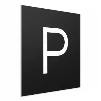 Označení podlaží - písmeno "P" - černá tabulka - bílý popis