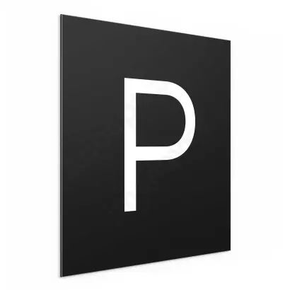 Označení podlaží - písmeno "P" - černá tabulka - bílý popis