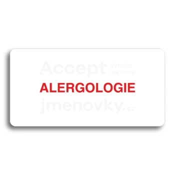 Piktogram "ALERGOLOGIE" - bílá tabulka - barevný tisk bez rámečku