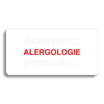 Piktogram "ALERGOLOGIE" - bílá tabulka - barevný tisk bez rámečku