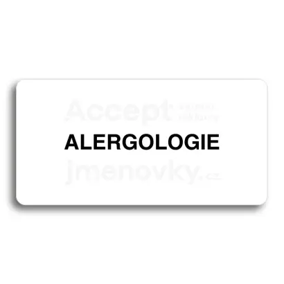 Piktogram "ALERGOLOGIE" - bílá tabulka - černý tisk bez rámečku
