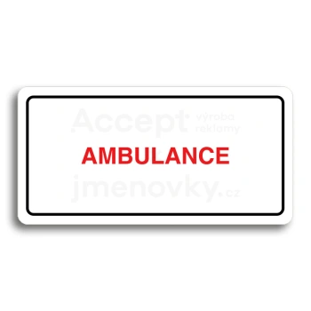 Piktogram "AMBULANCE" - bílá tabulka - barevný tisk