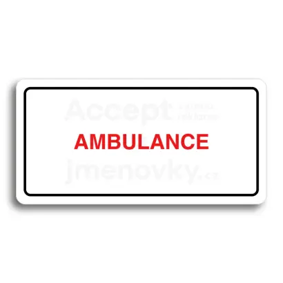 Piktogram "AMBULANCE" - bílá tabulka - barevný tisk