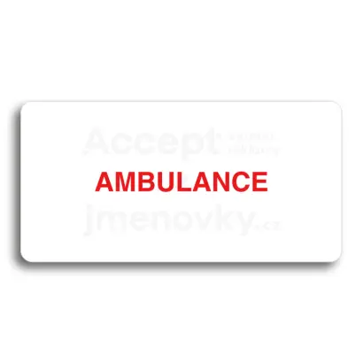 Piktogram "AMBULANCE" - bílá tabulka - barevný tisk bez rámečku