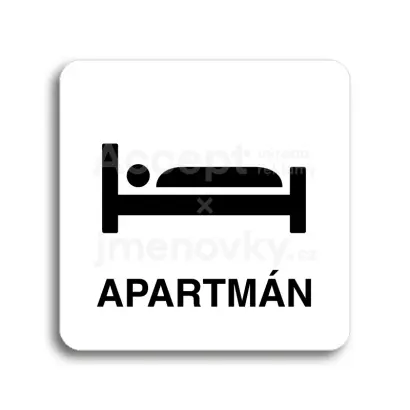 Piktogram "apartmán II" - bílá tabulka - černý tisk bez rámečku