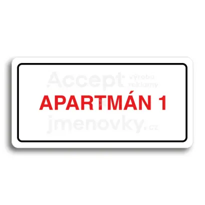 Piktogram "APARTMÁN 1" - bílá tabulka - barevný tisk