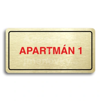 Piktogram "APARTMÁN 1" - zlatá tabulka - barevný tisk