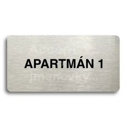 Piktogram "APARTMÁN 1" - stříbrná tabulka - černý tisk bez rámečku