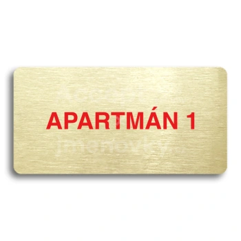 Piktogram "APARTMÁN 1" - zlatá tabulka - barevný tisk bez rámečku