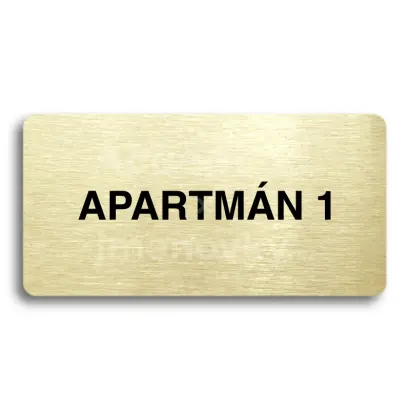 Piktogram "APARTMÁN 1" - zlatá tabulka - černý tisk bez rámečku