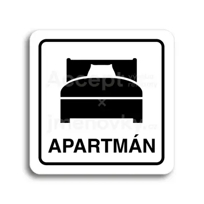 Piktogram "apartmán III" - bílá tabulka - černý tisk
