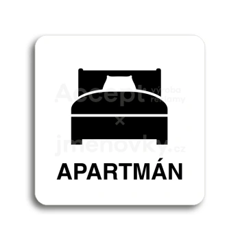 Piktogram "apartmán III" - bílá tabulka - černý tisk bez rámečku
