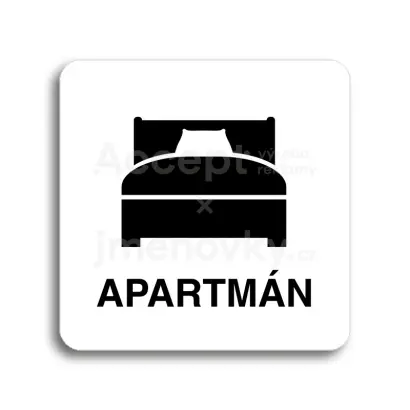 Piktogram "apartmán III" - bílá tabulka - černý tisk bez rámečku