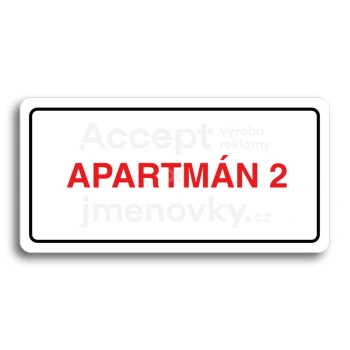 Piktogram "APARTMÁN 2" - bílá tabulka - barevný tisk