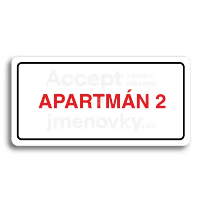 Piktogram "APARTMÁN 2" - bílá tabulka - barevný tisk