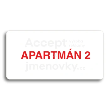 Piktogram "APARTMÁN 2" - bílá tabulka - barevný tisk bez rámečku