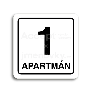 Piktogram "1 apartmán" - bílá tabulka - černý tisk