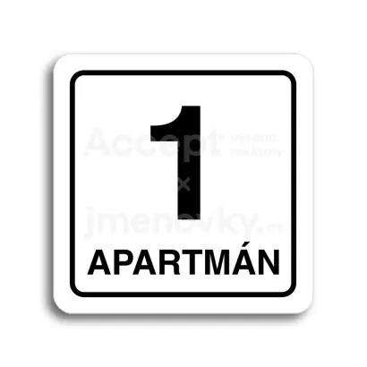 Piktogram "1 apartmán" - bílá tabulka - černý tisk