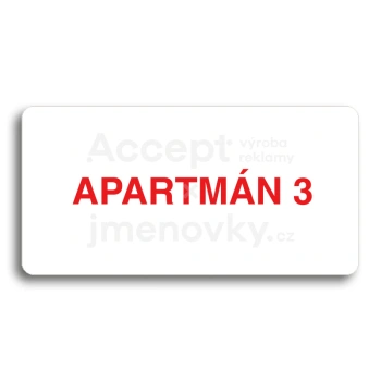 Piktogram "APARTMÁN 3" - bílá tabulka - barevný tisk bez rámečku